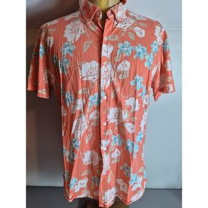 Bonobos Mens Slim Fit Hawaiian Shirt Large Orange Blue Floral